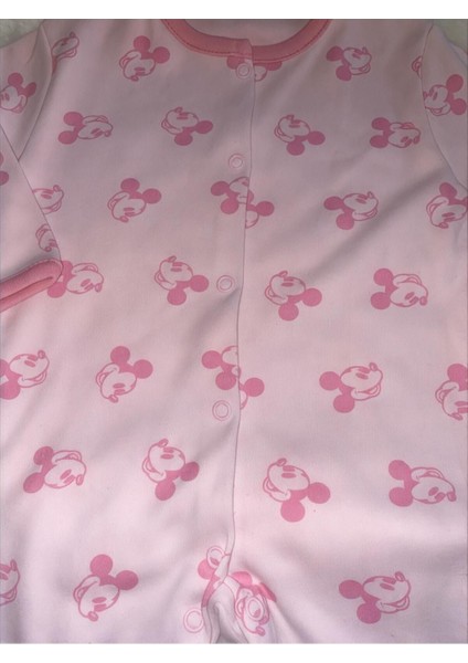 Kız Bebek %100 Pamuk Minnie Mouse Desenli 3-6 -9 Ay Tulum