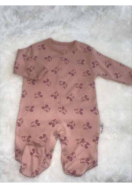 Kız Bebek %100 Pamuk Minnie Mouse Desenli 3-6 -9 Ay Tulum