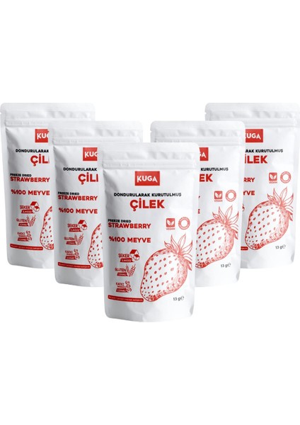Freeze Dried Fruits-Dondurularak Kurutulmuş Meyveler-(Beş Adet Çilek)