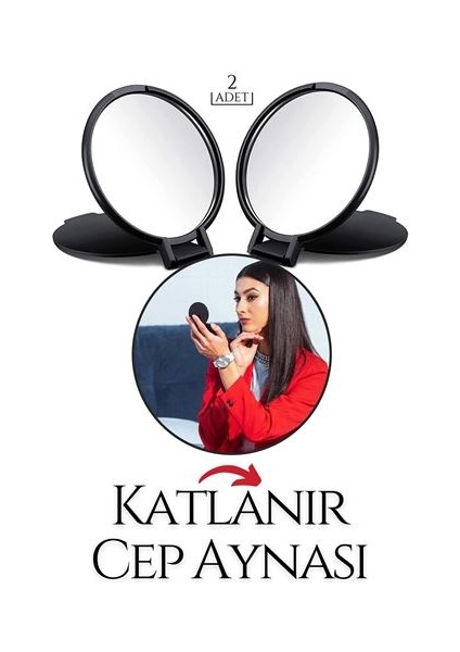 Katlanabilir Mini Çanta Aynası 2 Li Set
