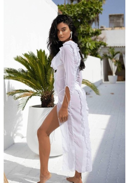 Yırtmaç Detaylı Tül Pareo Plaj Elbisesi 111 modelleri