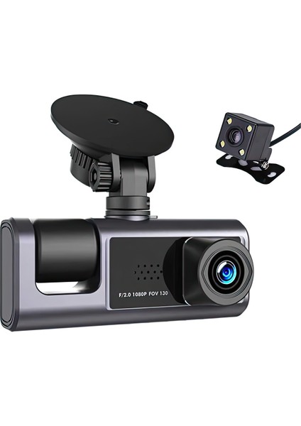 Araç Içi 3 Kameralı 1080P /2.0 Inç LCD Ekranlı /gece Görüşlü /geri Görüş/ G-Sensör /hareket Algılama