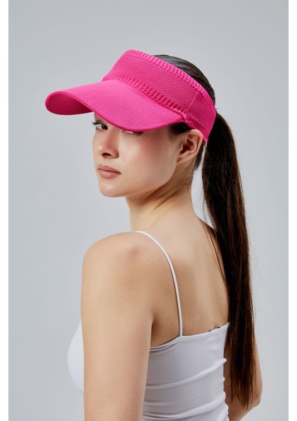 Likralı Kadın Basic Cırtcırtlı Ayarlanabilir Tenisçi Vizör Golf Şapkası Güneş Koruyucu Siperlik