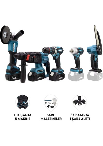Chelikbei Beşli Set MK350 (Budama Testeresi 13MM Ç.mandren+S.sıkma+Ş.spral+Ş.hilti)