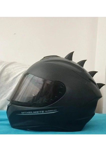 Siyah Motor Kask Boynuzu Süsü