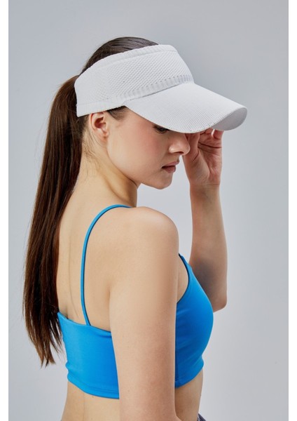 Likralı Kadın Basic Cırtcırtlı Ayarlanabilir Tenisçi Vizör Golf Şapkası Güneş Koruyucu Siperlik