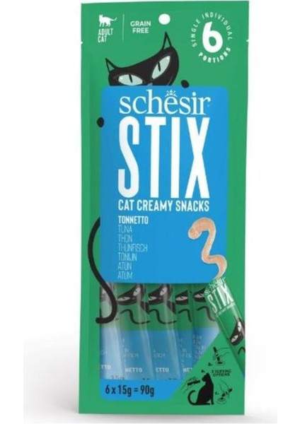 Schesir Cat Stick Ton Balıklı Sıvı Kedi Ödül Maması 6 Adet 15 gr