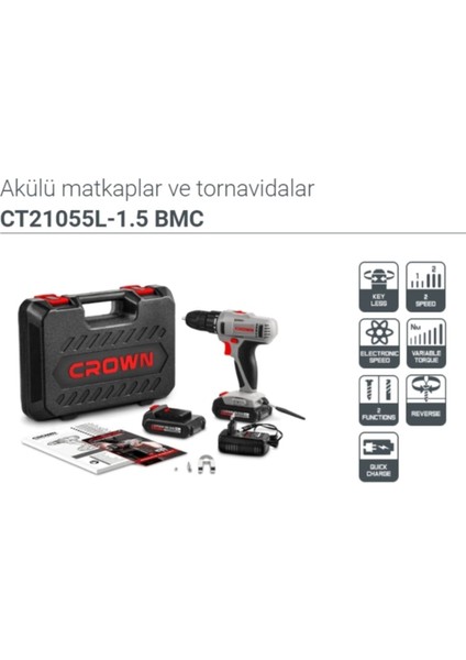 Crown Akülü Matkap 14.4 V 1.5 Ah CT21055L-1.5 Bmc