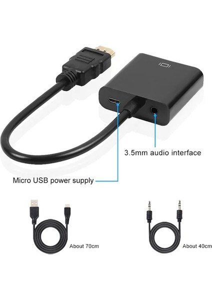 HDMI To VGA Kablo Çevirici Dönüştürücü Receiver Uydu Ps3 Ps4 Xbox Pc Notebook