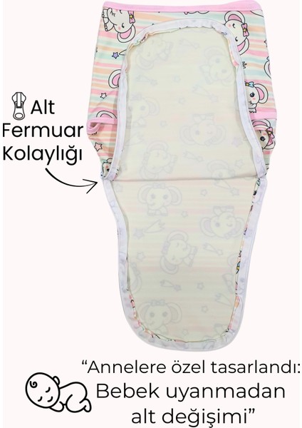 Kız Bebek Uyku Tulumu Yazlık | Fermuarlı Penye Kundak 0-3 Ay | Terletmeyen Yenidoğan Bebek Kundağı fiyatları