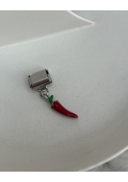 Çelik Silver Kırmızı Biber Temalı Charm