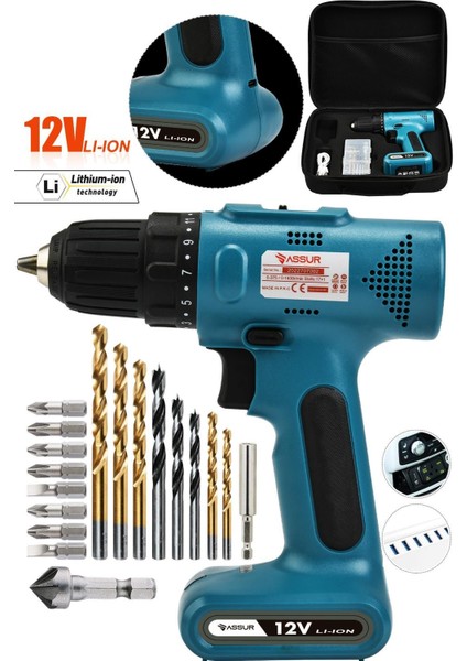12V USB Şarjlı Matkap Vidalama Dahili Batarya