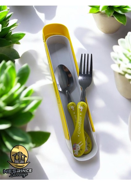 Çocuk Figürlü Metal Uçlu Kaşık ve Çatal - Mama Kaşığı - Okul Için Kutulu Beslenme Seti fiyatları