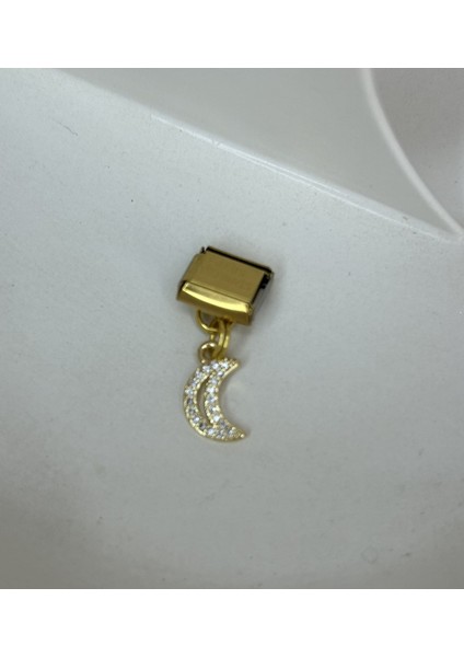 Çelik Gold Iç Içe Geçmeli Hilal Temalı Charm
