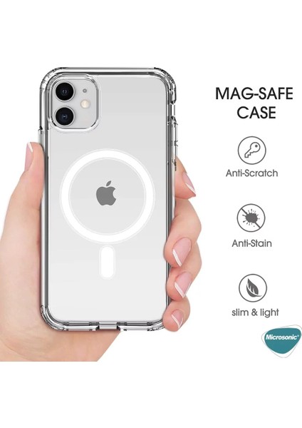 Apple iPhone 11 Magsafe Özellikli Şeffaf Renk Koruyucu Kılıf