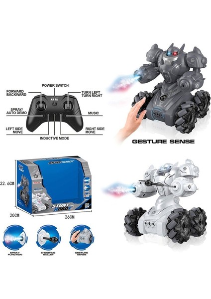 SYR-666-861 Kumandalı Şarjlı Işıklı Roket ve Buhar Atan Robot Araba -Vardem Oyuncak