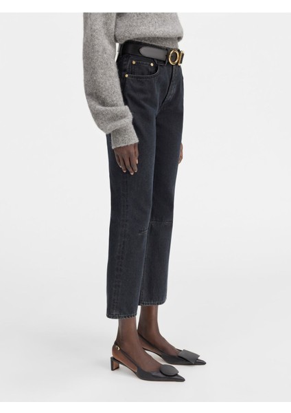 Yüksek Bel Cropped Flared Jeans Over Dyed Siyah Denim ile Şıklığı Yakalayın