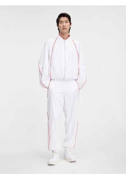 Jogging Pants Yarı Yüksek Bel, Dikey Kesim, Cepler ile Trend Tasarım