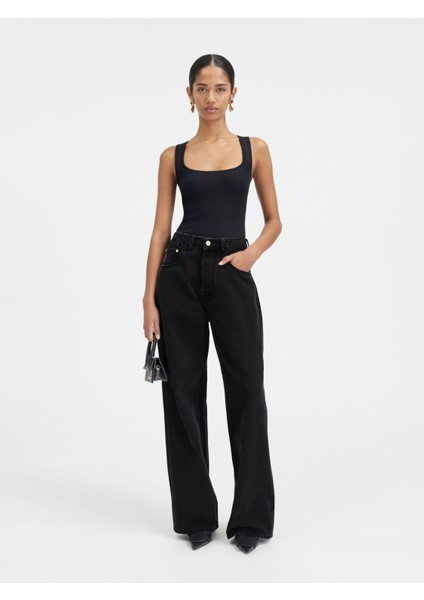 Oversized Indigo Denim Pantolon