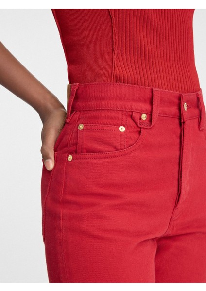 Yüksek Bel Düz Paça Jean Yıkanmış Indigo Denim ile Şık ve Rahat Tasarım