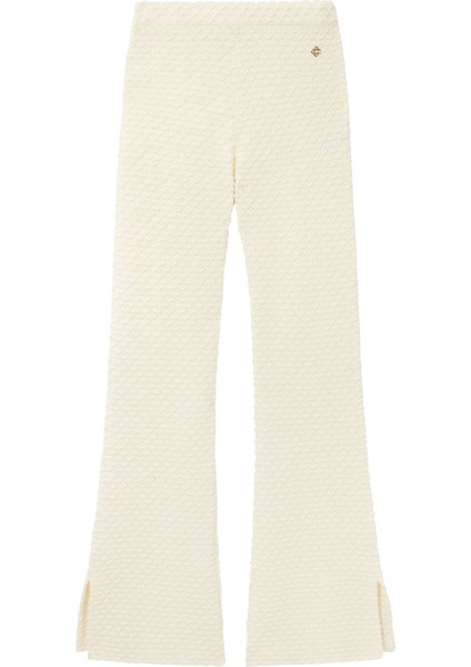 Retro Tarzı Doku Detaylı Triko Pantolon