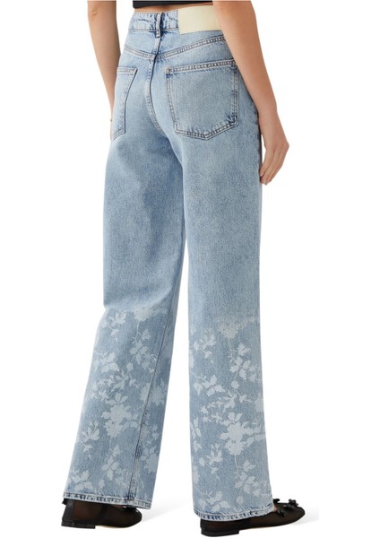 Çiçek Desenli Denim Pantolon modelleri