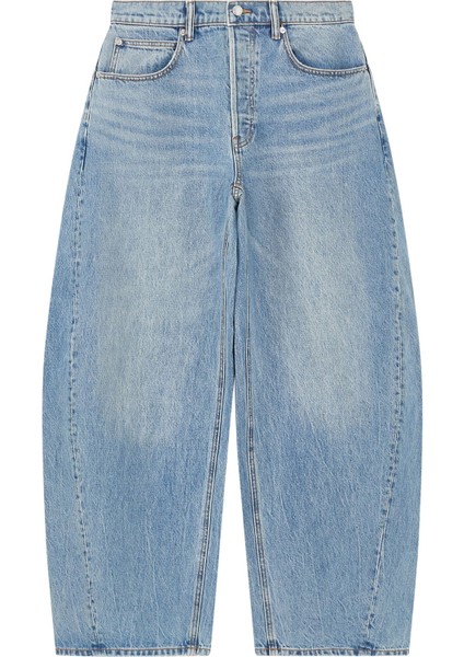 Yüksek Moda Oversized Yuvarlak Jean Pantolon