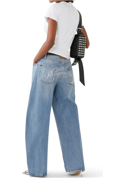 Yüksek Moda Oversized Yuvarlak Jean Pantolon