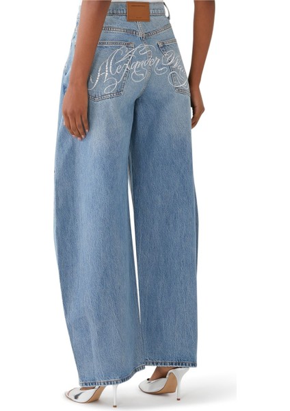 Yüksek Moda Oversized Yuvarlak Jean Pantolon