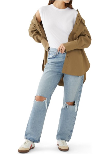 90'lar Esintili Yüksek Bel Kot Pantolon