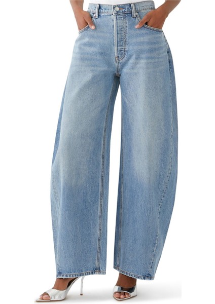 Yüksek Moda Oversized Yuvarlak Jean Pantolon