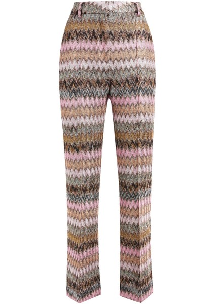 Zigzag Desenli Lame Viskon Karışımlı Kısa Pantolon