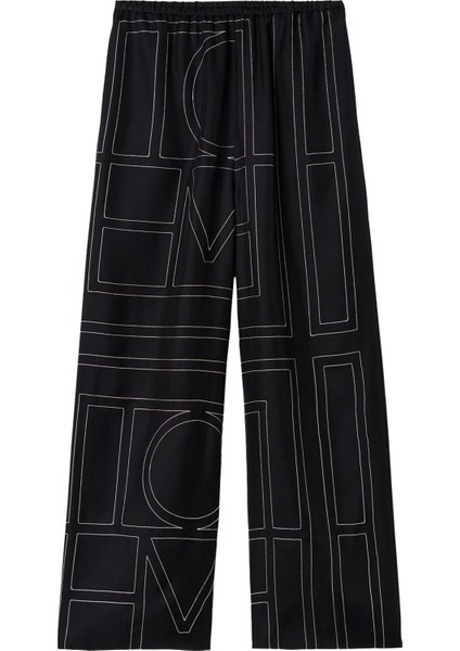Şık Monogram Ipek Pantolon