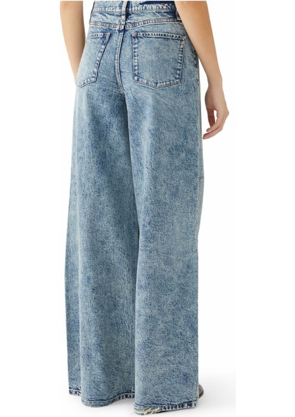 Yüksek Bel Rahat Kesim Denim Pantolon