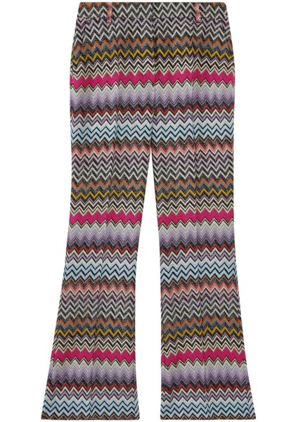 Zigzag Desenli Lurex Sırt Düz Paça Pantolon