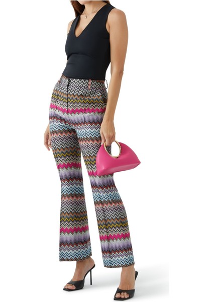Zigzag Desenli Lurex Sırt Düz Paça Pantolon fiyatları
