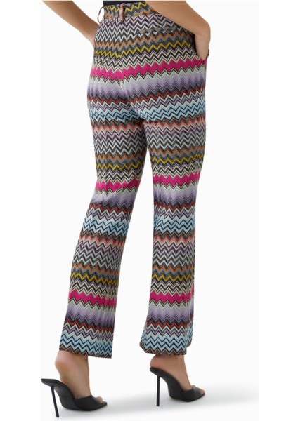 Zigzag Desenli Lurex Sırt Düz Paça Pantolon modelleri