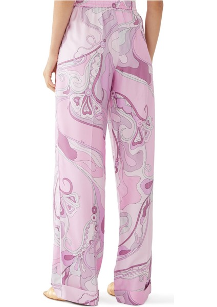 Orkide Desenli Ipek Twill Pantolon