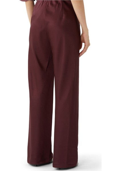 Saten Şort Pantolon - Bordo