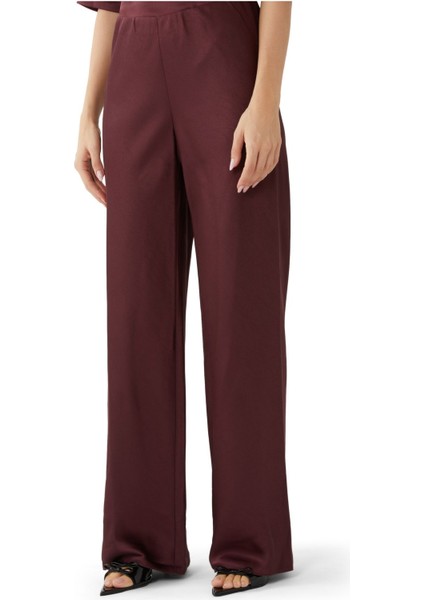 Saten Şort Pantolon - Bordo