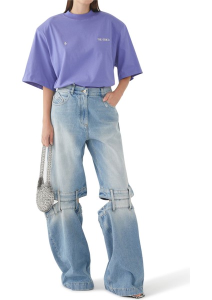 Kesik Detaylı Baggy Kot Pantolon