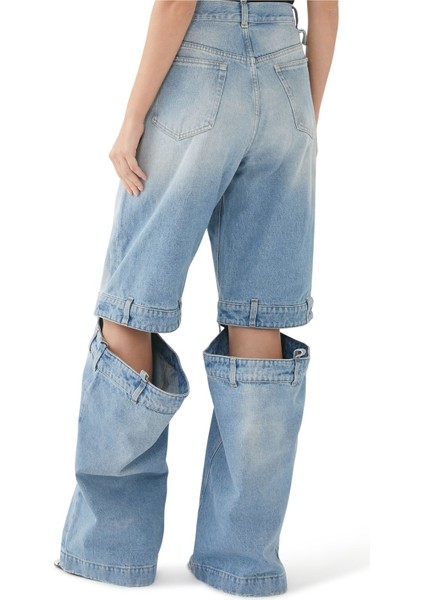 Kesik Detaylı Baggy Kot Pantolon