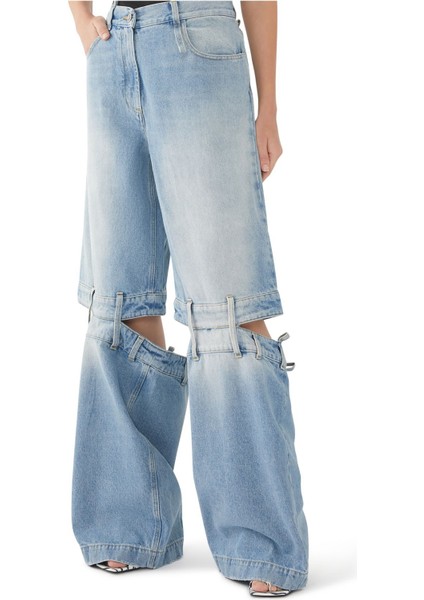 Kesik Detaylı Baggy Kot Pantolon
