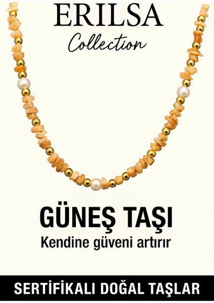 Sertifikalı Kırık Taşlı Model Inci - Güneş Taşı Kolye