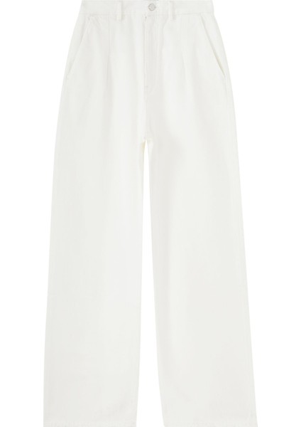 Geniş Paça Kot Pantolon - Ivory