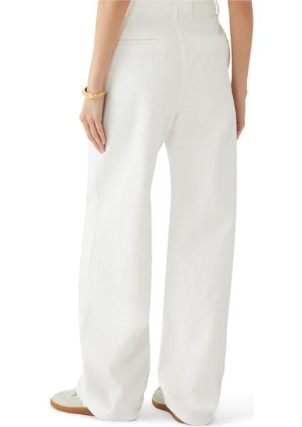 Geniş Paça Kot Pantolon - Ivory