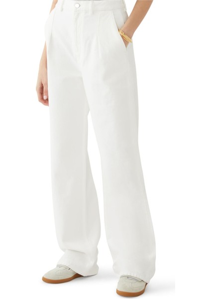 Geniş Paça Kot Pantolon - Ivory