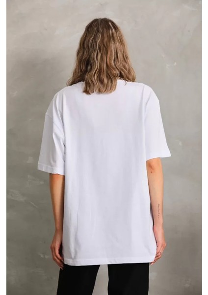 Bisiklet Yaka 20/1 Düz Oversize T-Shirt - Beyaz modelleri