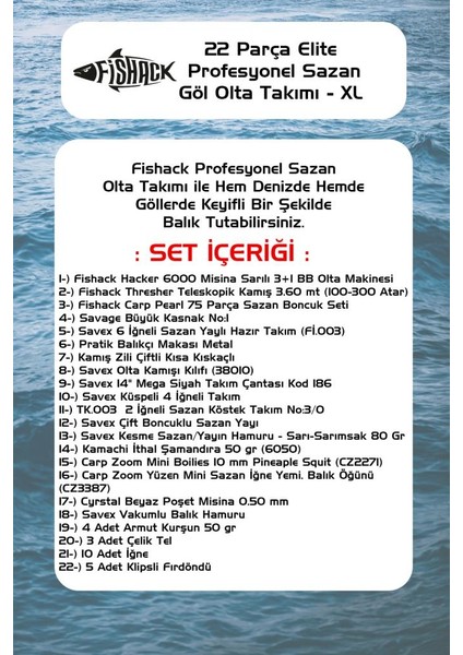 22 Parça Elite Sazan (Carp) Olta Seti Xl - 3.60mt / 100-300gr