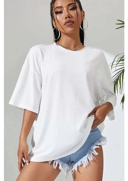 Baskılı Oversize T-Shirt - Beyaz fiyatları